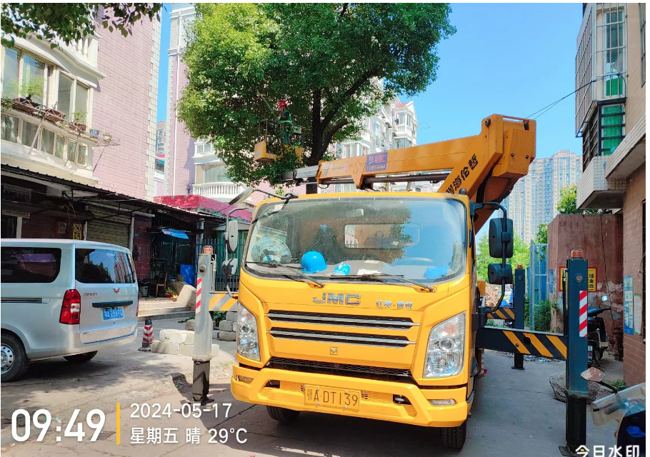 22米登高车修剪树枝施工现场